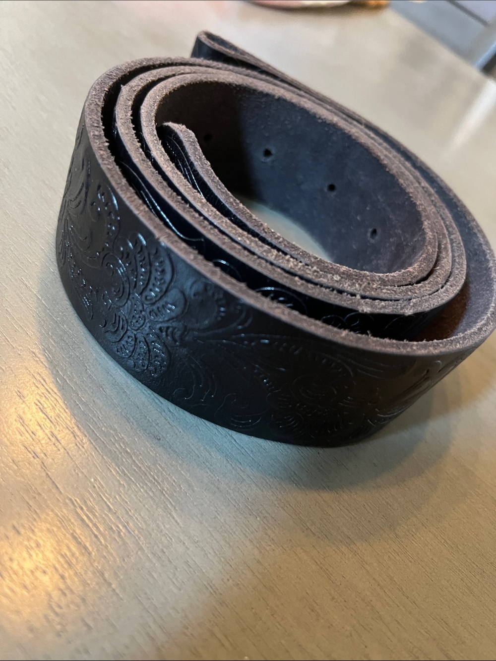 NEW BELTs heavy duty genuine full grain floral engraved tool leather belt Strap - Picture 2 of 9